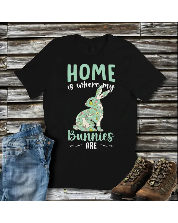 Bunny Funny Kids Home Is Where My Bunnies Are Rabbit T-Shirt