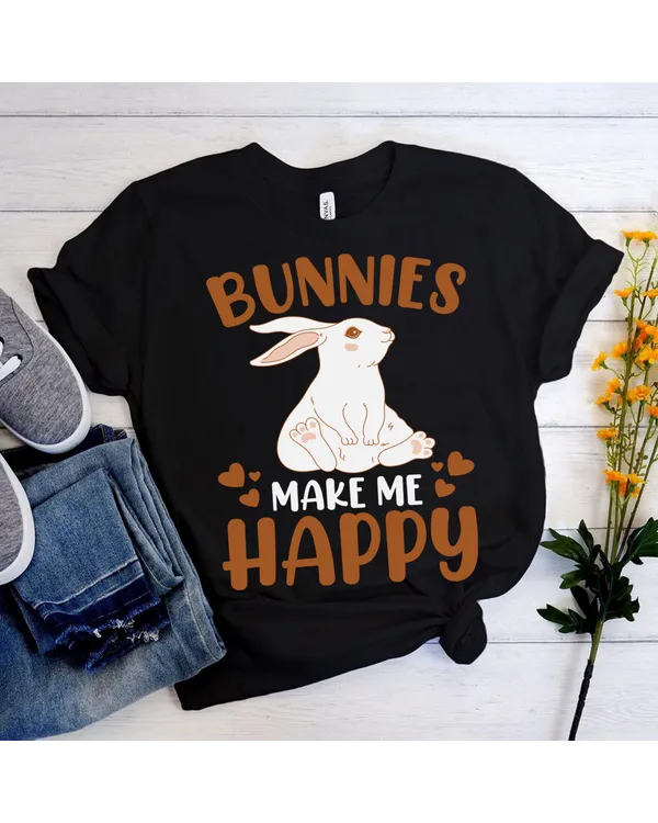 Rabbit Funny Bunny Bunnies Make Me Happy Kids T-Shirt