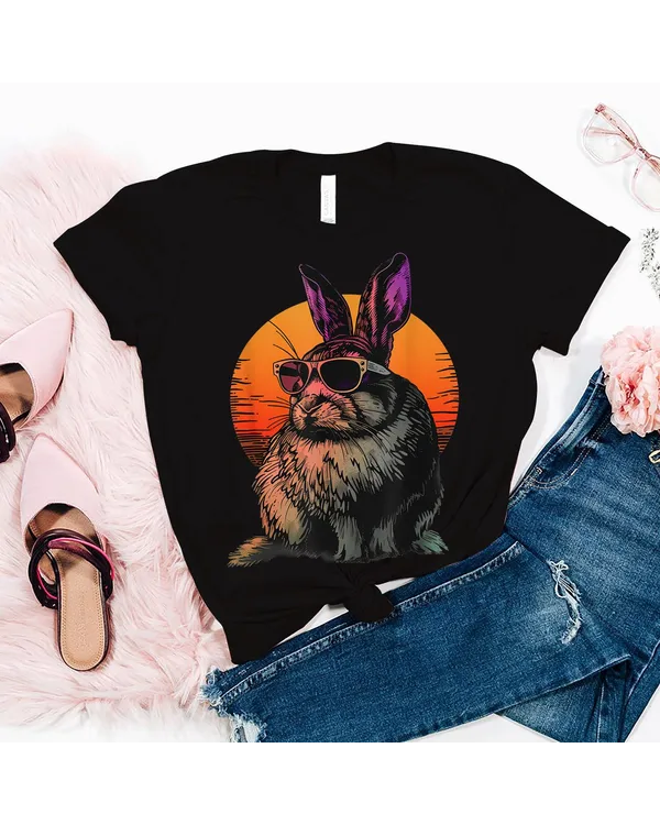 Funny Rabbit Animal Lover Graphic Cute Bunny Retro Vintage T-Shirt