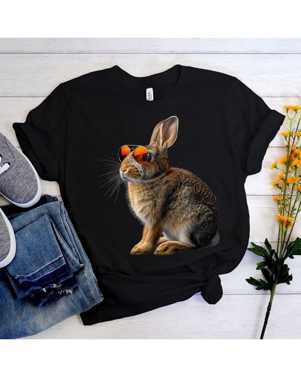 Funny Rabbit Animal Lover Graphic Cute Bunny Sunglasses T-Shirt