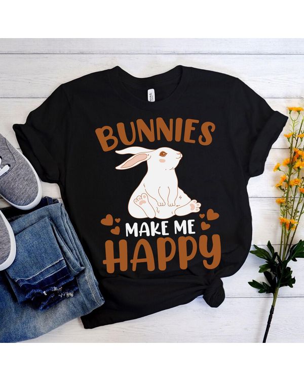 Rabbit Funny Bunny Bunnies Make Me Happy Kids T-Shirt